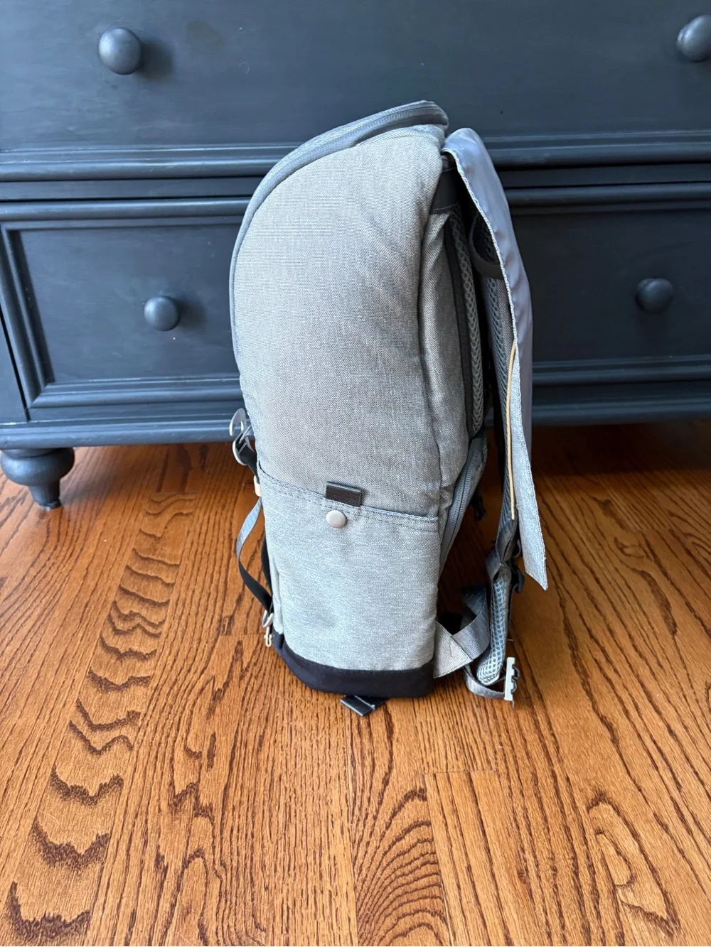 NEW Insulated Gray Canvas Picnic Backpack with Plates, Drinkware, Utensils